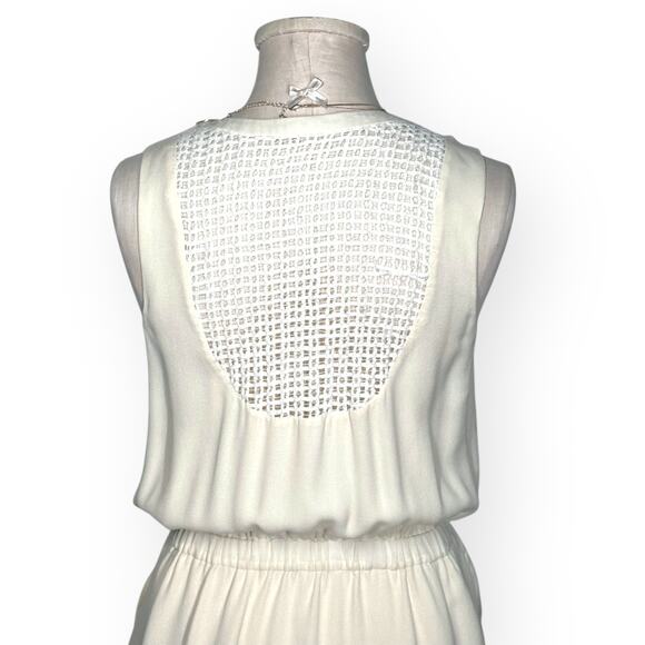 A.L.C. 100% Silk Blouson Mini Dress Sundress Cream Ivory Wool Crochet Coquette - Picture 6 of 10